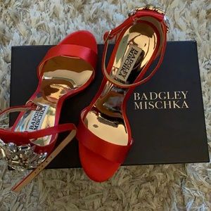 7.5 Orange Satin heel.